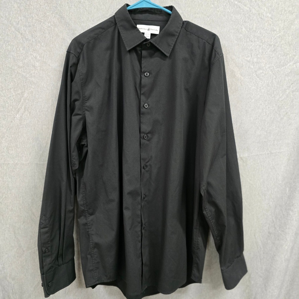 Beverly Hills Polo Club Mens XL Black Long Sleeve Button Down Shirt Cotton Blend